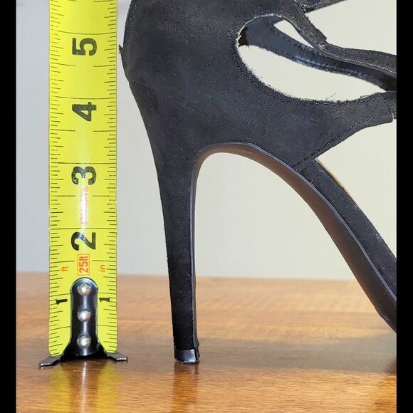 USED Jessica Simpson Pamira Black Caged Stiletto Suede Pump Strappy Heels US 8.5 - Picture 15 of 15